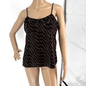 Banana‎ Republic Womens Brown Ikat Print Empire Waist Camisole Top Size 8 Zip